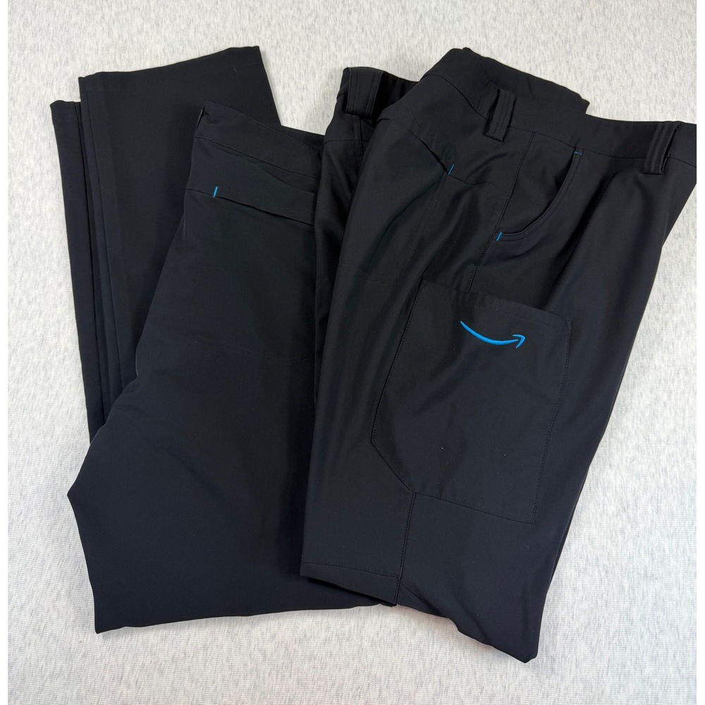 Amazon Employee Uniform Pants Mens XL Lot of 2 Pairs Black Cargo Stretch Logo
